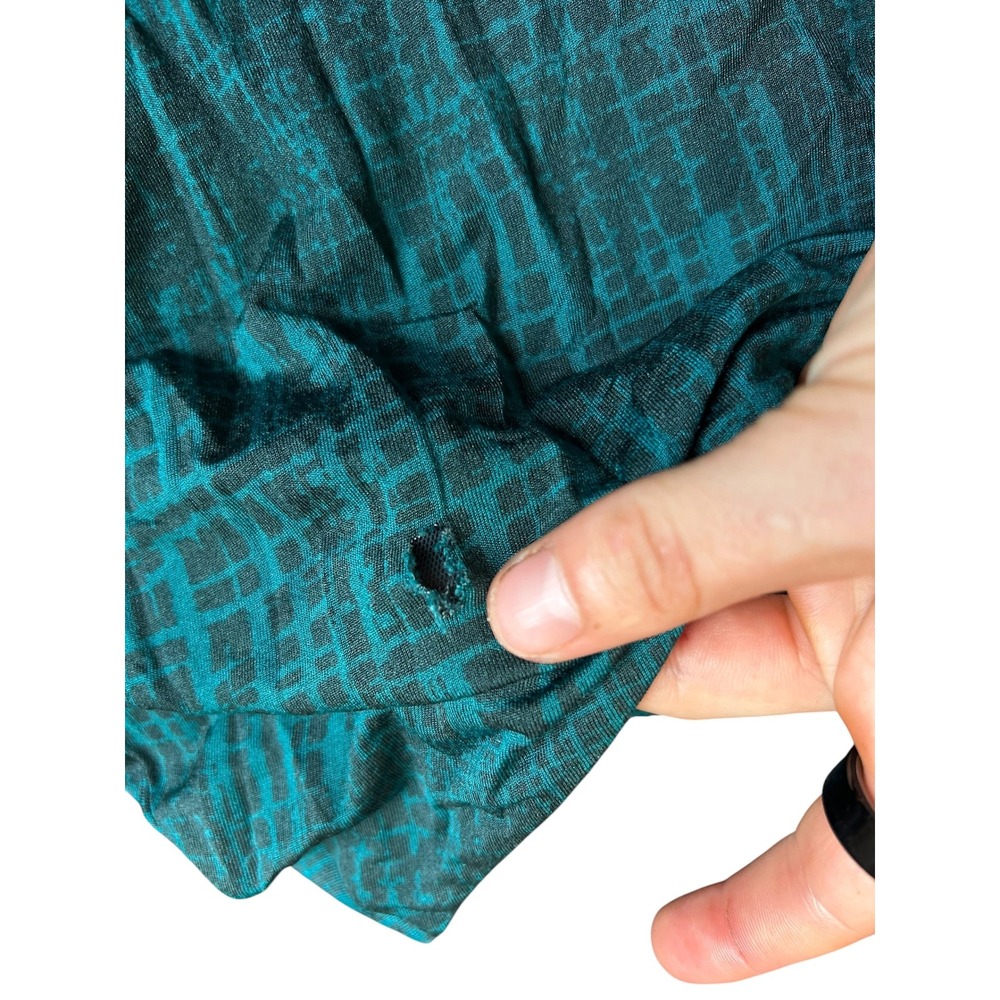 Max Mara Teal Jersey Draped Gathered Faux Wrap Dress Black Geo Print Italy 42 - Picture 3 of 7